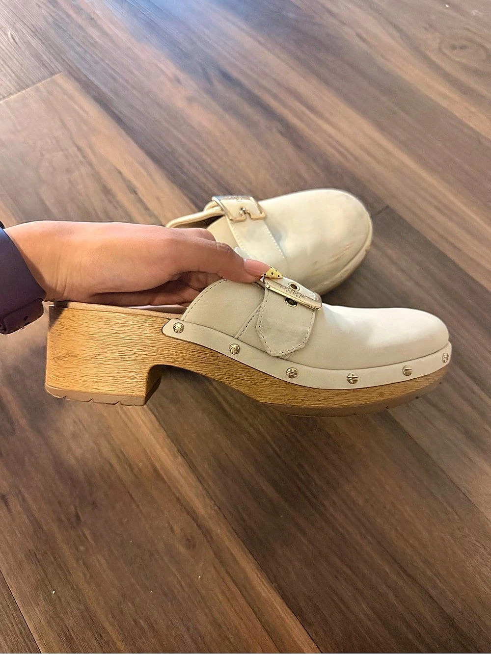 Dr Scholls Cream Clog Mules Size 7.5